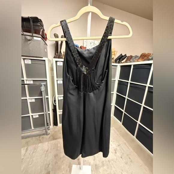 Niteline Bella Roufogali Silk Beaded Strap Black Sleeveless Mini Dress - Picture 3 of 11